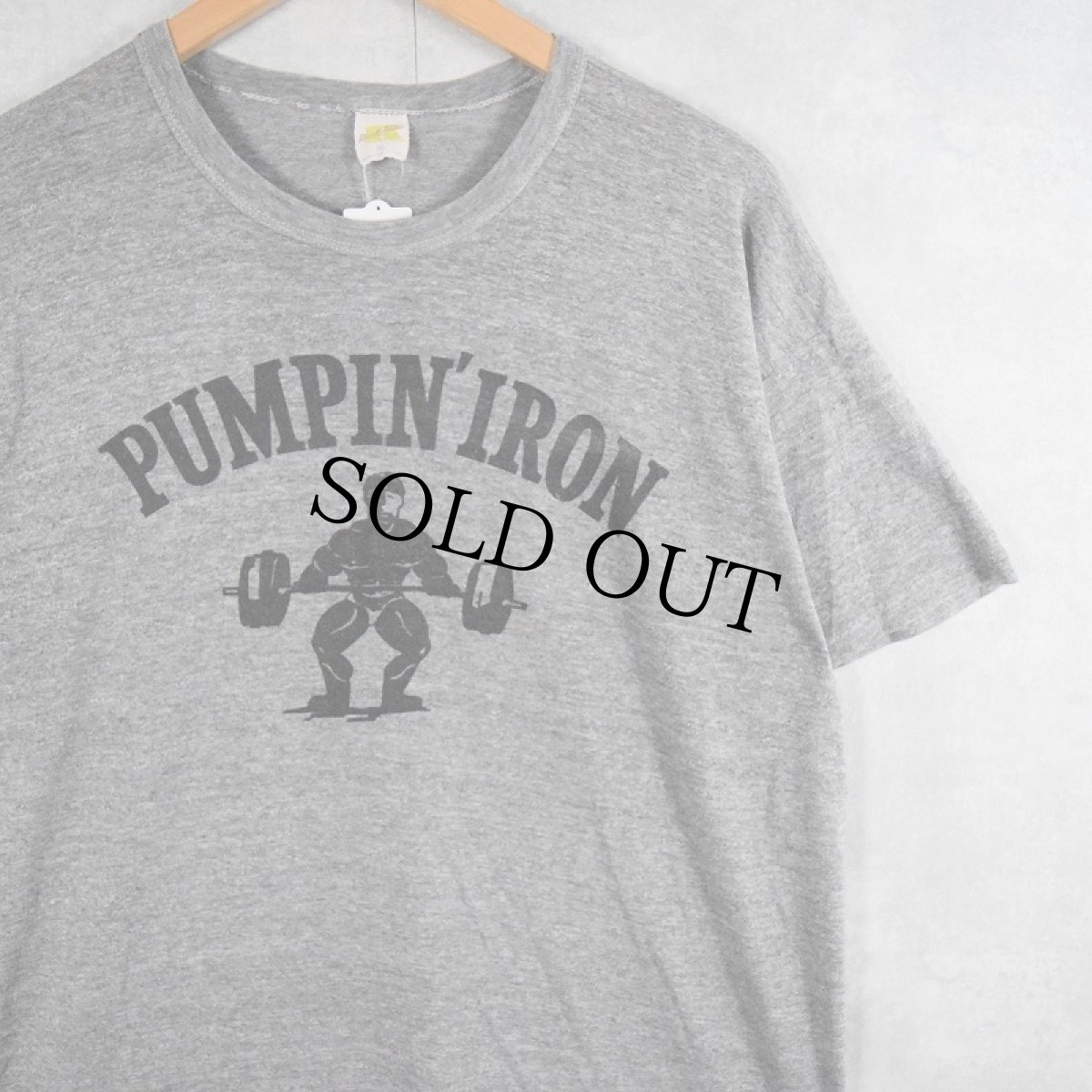 画像1: 70〜80's RUSSELL ATHLETIC 金タグ "PUMPIN' IRON" プリントＴシャツ XL (1)