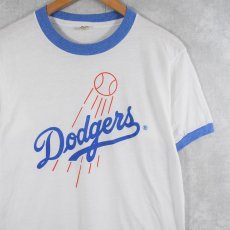 画像1: 80's Dodgers USA製 ベースボールチームプリントリンガーＴシャツ L (1)