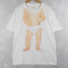 画像1: evian 飲料水メーカー 赤ちゃん 騙し絵プリントTシャツ XL (1)