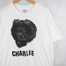 画像1: 90's USA製 "CHARLIE" 犬プリントTシャツ L (1)
