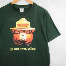 画像1: 2000's SMOKEY BEAR "If not you, who?" キャラクタープリントTシャツ L (1)