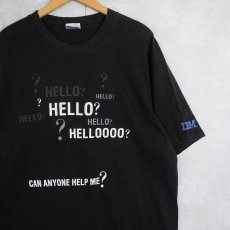 画像1: IBM "HELLO? HELLO? HELLOOOO?" コンピューター企業 プリントTシャツ BLACK XL (1)