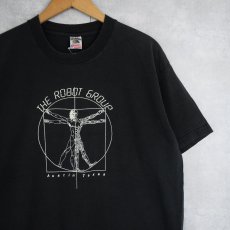 画像1: 90's USA製 "THE ROBOT GROUP" ウィトルウィウス的人体図 パロディプリントTシャツ BLACK XL (1)