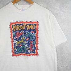 画像1: 90's MICHIGAN HUMANE SOCIETY USA製 "BISCUIT TIME" NPO団体イラストプリントTシャツ L (1)