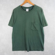 画像1: 90's GAP USA製 無地ポケットTシャツ GREEN L (1)