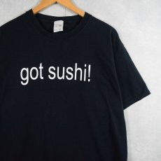 画像1: "got sushi!" パロディプリントTシャツ BLACK XL (1)