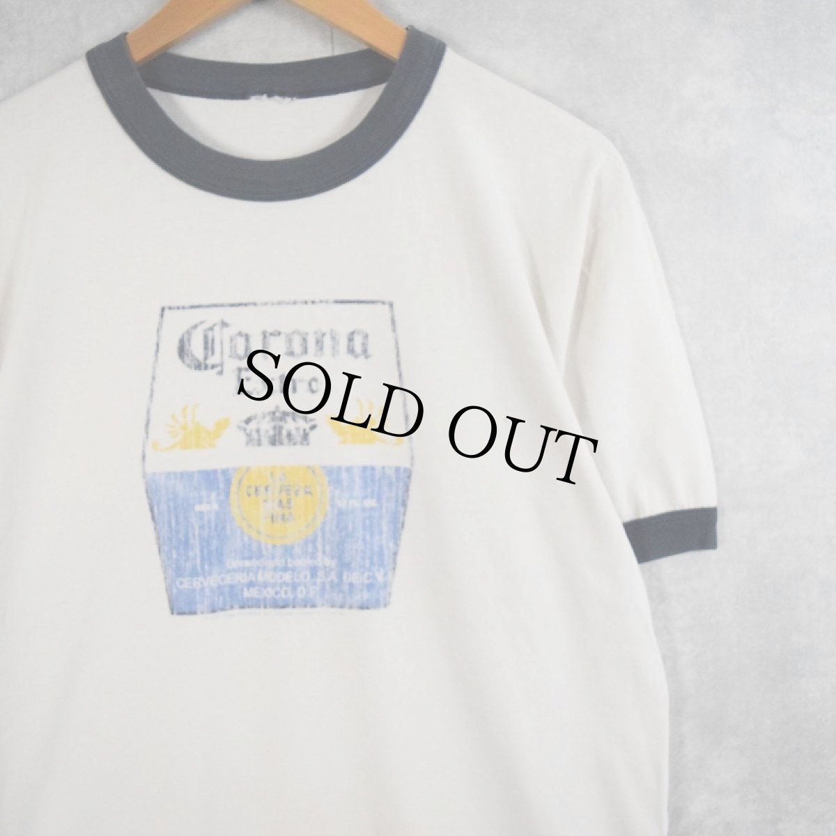 画像1: 【お客様お支払処理中】2000's Corona ビール企業 プリントリンガーTシャツ  (1)