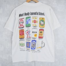 画像1: "What I really Learned In School" ビールイラストプリントTシャツ (1)