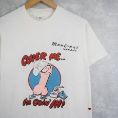 画像1: 90's "COVER ME... I'M GOIN' IN!" シュールイラスト エロTシャツ M (1)