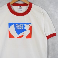 画像1: "PILLOW FIGHT LEAGUE" パロディプリントリンガーTシャツ M (1)