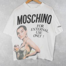 画像1: 90's MOSCHINO PARFUMS "FOR EXTERNAL USE ONLY !" 大判プリントTシャツ  (1)