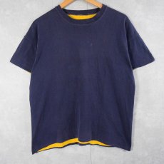 画像1: 〜80's 無地 リバーシブルTシャツ NAVY (1)