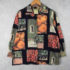 画像2: 90〜2000's ESPRIT 野菜柄 コットンオープンカラーシャツ M (2)