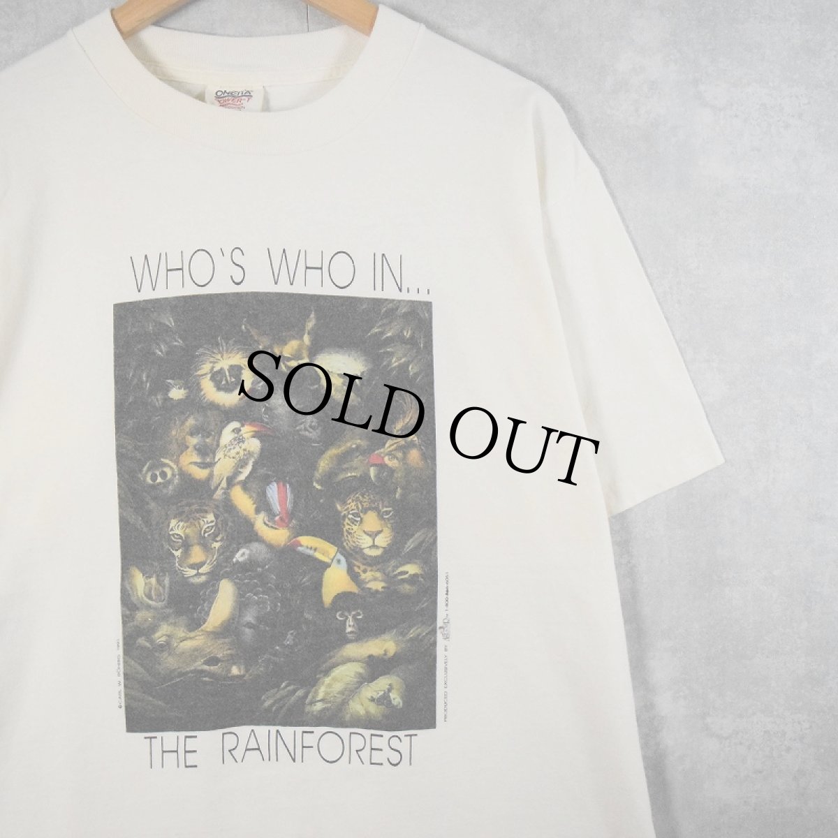 画像1: 90's Carl W. Rohrig USA製  "WHO'S WHO IN... THE RAINFOREST" アートプリントTシャツ XL (1)