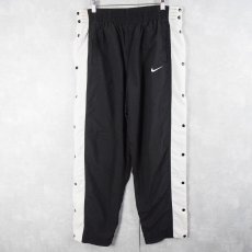 画像1: 2000's〜 NIKE ロゴ刺繍 サイドスナップ トラックパンツ BLACK M (1)