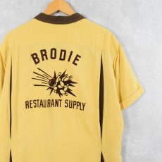 画像1: 60's NAT NAST "BRODIE RESTAURANT SUPPLY" フロッキープリント レーヨンボーリングシャツ (1)