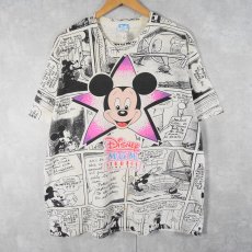 画像1: 80〜90's Disney MICKEY MOUSE USA製 キャラクター大判プリントTシャツ ONE SIZE (1)