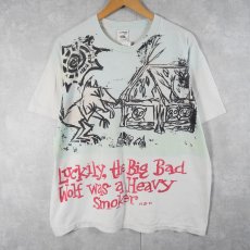 画像1: 90's JASON J.BROWN 三匹の子豚パロディ 大判プリントTシャツ XL (1)