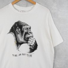 画像1: 90's Human-i-Tees "TO BE...OR NOT TO BE" ゴリラプリントTシャツ XL (1)