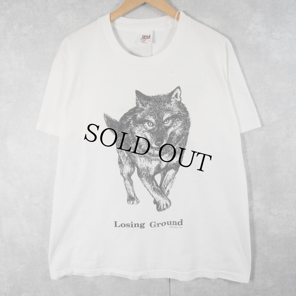 画像1: 90's Human-i-Tees USA製 "Losing Ground" オオカミプリントTシャツ L (1)