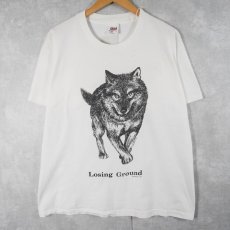 画像1: 90's Human-i-Tees USA製 "Losing Ground" オオカミプリントTシャツ L (1)