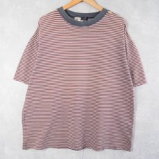 画像1: 90's〜 Bass USA製 マルチボーダー柄 Tシャツ L (1)