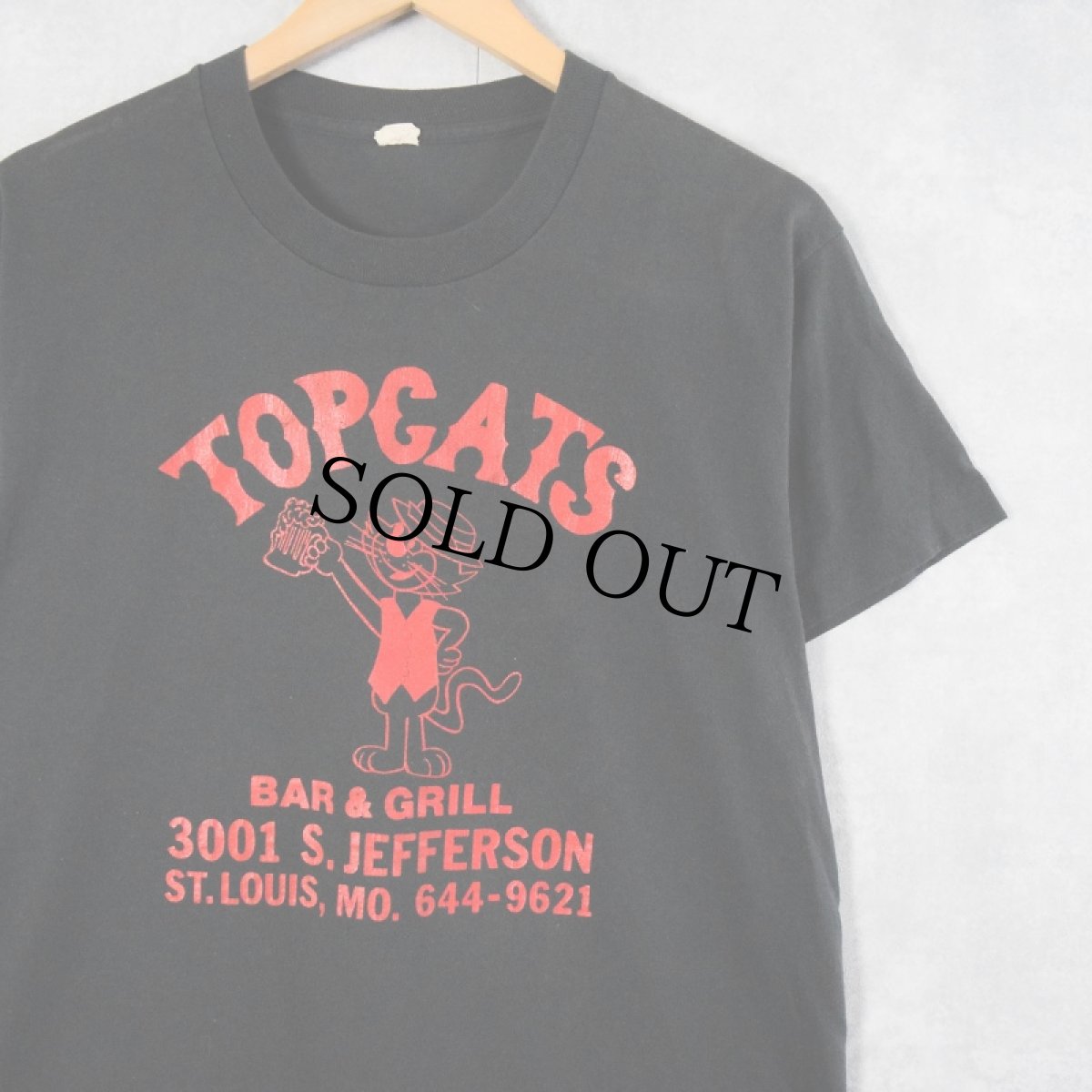 画像1: 80's TOPCATS USA製 バープリントTシャツ (1)