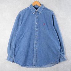 画像1: Ralph Lauren "BLAIRE" デニムボタンダウンシャツ L (1)