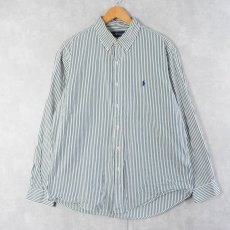 画像1: Ralph Lauren "CUSTOM FIT" ストライプ柄 コットンボタンダウンシャツ SIZE17 34/33 (1)