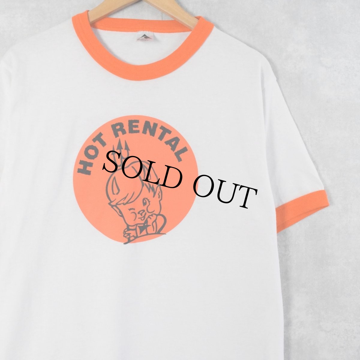 画像1: "HOT RENTAL" プリントリンガーTシャツ L (1)