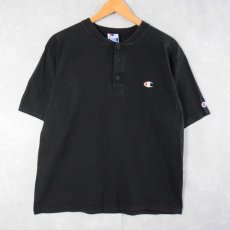 画像1: 90's Champion ヘンリーネックTシャツ BLACK M (1)