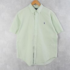 画像1: Ralph Lauren "CLASSI FIT" ストライプ柄 シアサッカーボタンダウンシャツ L (1)