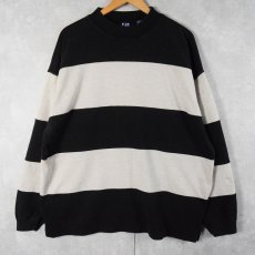 画像1: 90's GAP ボーダー柄 切り替えデザイン モックネックロンT BLACK×GRAY XL (1)