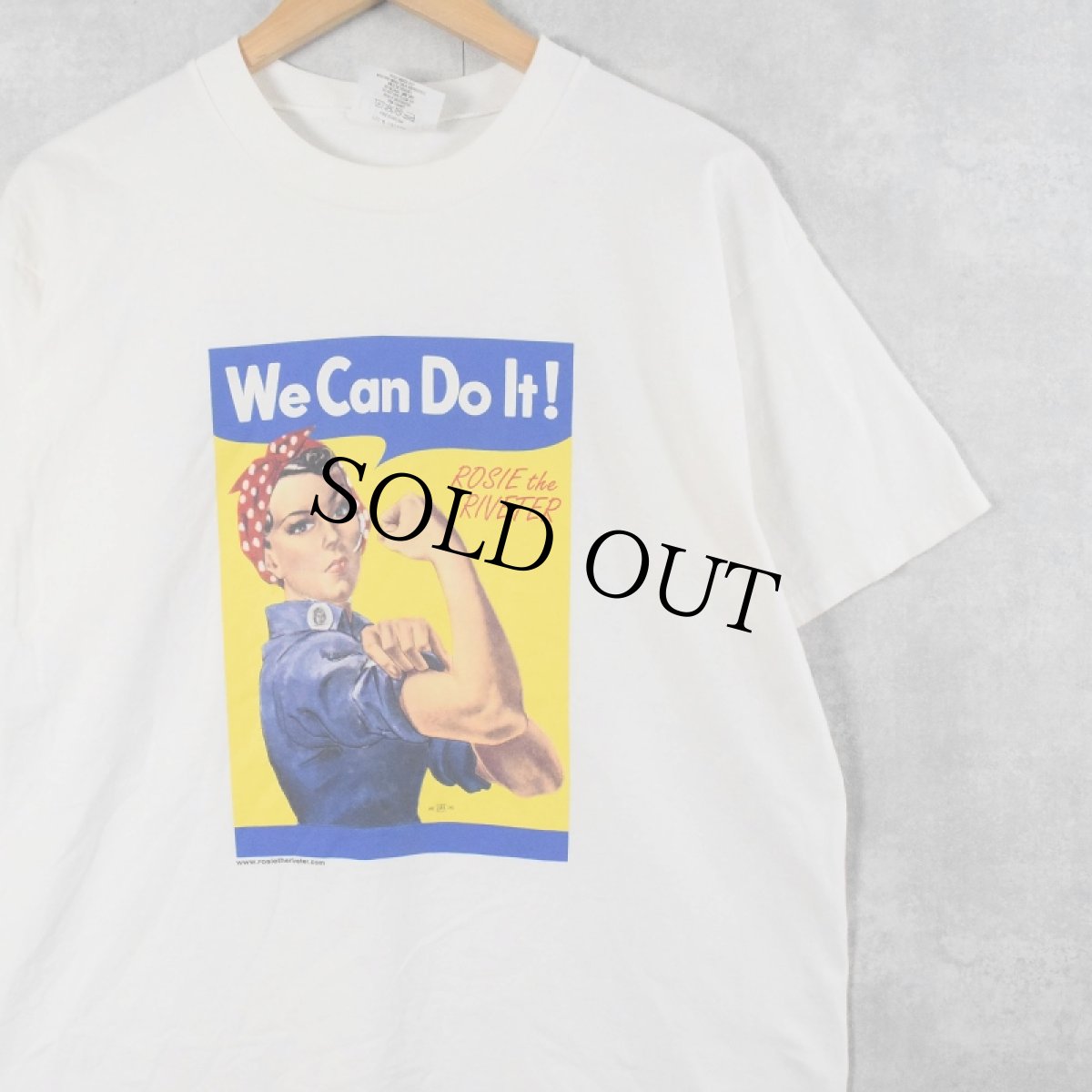 画像1: USA製 "We Can Do It!" 第二次世界大戦 ポスタープリントTシャツ L (1)