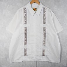 画像1: GUAYABERA フルジップ 刺繍デザイン キューバシャツ (1)