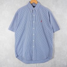 画像1: Ralph Lauren "BLAKE" ギンガムチェック柄 ロゴ刺繍 コットン ボタンダウンシャツ M (1)