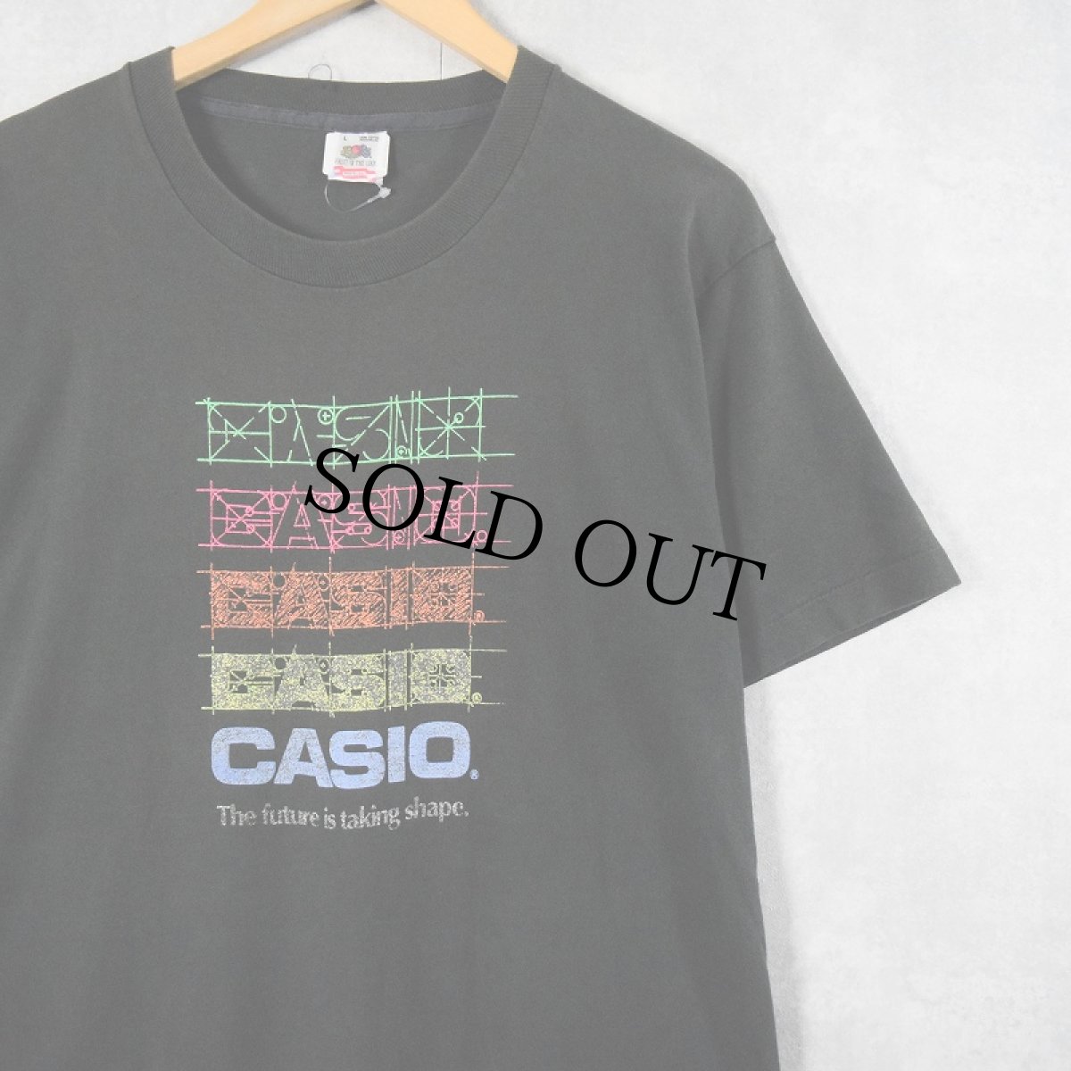 画像1: 90's CASIO USA製 時計メーカープリントTシャツ BLACK L (1)