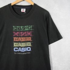 画像1: 90's CASIO USA製 時計メーカープリントTシャツ BLACK L (1)