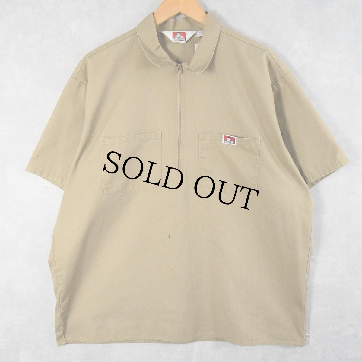 画像1: 80〜90's BEN DAVIS USA製 ハーフジップ ワークシャツ XL (1)
