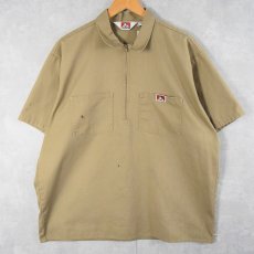 画像1: 80〜90's BEN DAVIS USA製 ハーフジップ ワークシャツ XL (1)