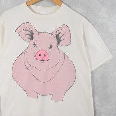 画像1: 90's SOCK AND ROLL USA製 豚プリントTシャツ L (1)