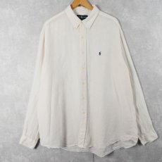 画像1: Ralph Lauren "CLASSIC FIT" ロゴ刺繍 リネンボタンダウンシャツ XXL (1)