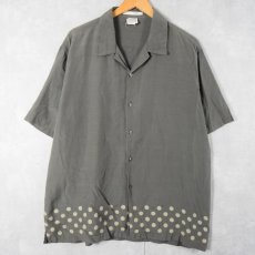 画像1: PERRY ELLIS ドット柄 シルク×コットン オープンカラーシャツ XL (1)