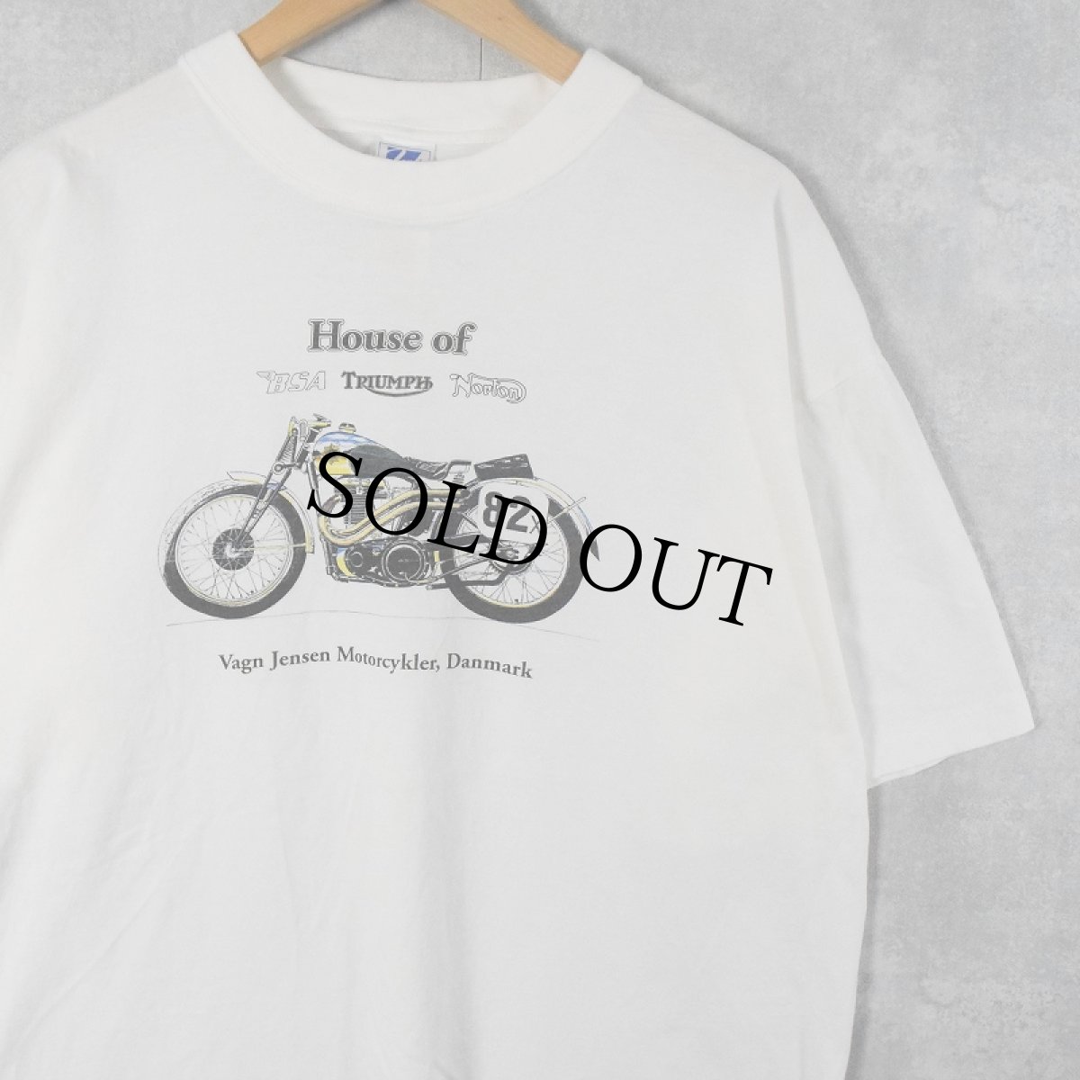 画像1: "House of BSA, TRIUMPH. Norton" バイクプリントTシャツ XL (1)