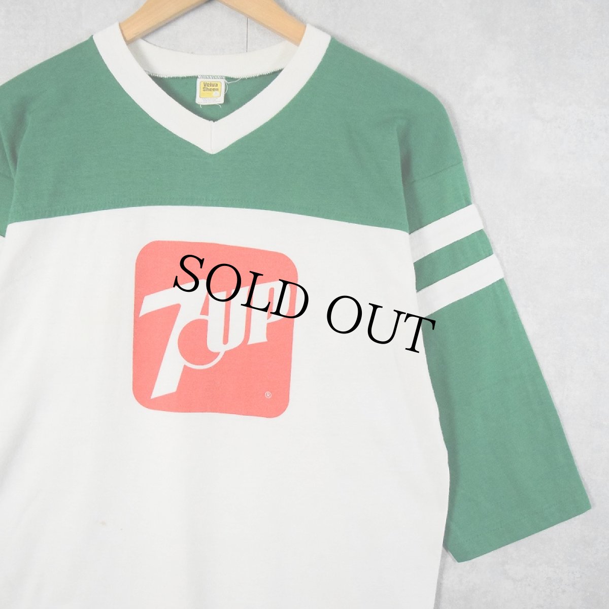 画像1: 70〜80's 7UP USA製 飲料メーカープリント フットボールTシャツ XL (1)