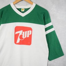 画像1: 70〜80's 7UP USA製 飲料メーカープリント フットボールTシャツ XL (1)