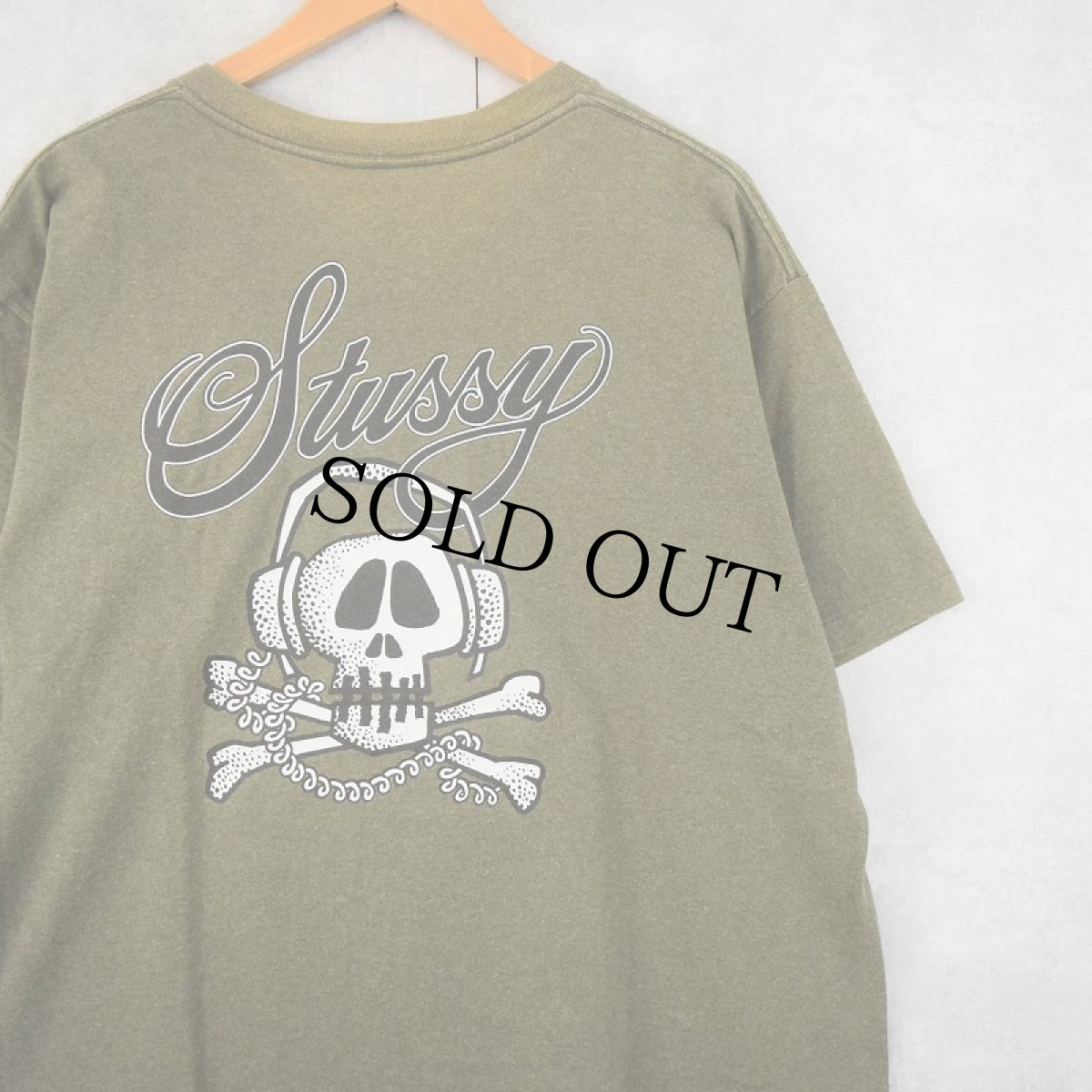 画像1: 90's STUSSY USA製 ヘッドホンスカルプリントTシャツ XL (1)