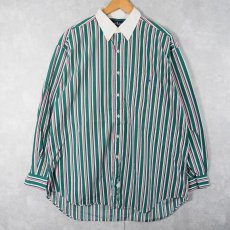 画像1: 90's Ralph Lauren "The Big Shirt" マルチストライプ柄 コットンボタンダウンシャツ L (1)