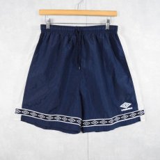 画像1: 90's UMBRO サイドライン ナイロンイージーショーツ NAVY XL (1)