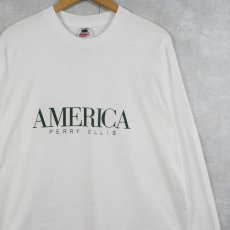 画像1: 90's PERRY ELLIS AMERICA ロゴプリントロンT XL (1)